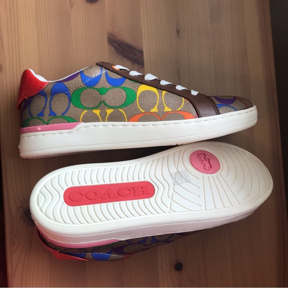 🌈 Coach Clip Low Top Sneaker Rainbow Signature  Special 6 8 8.5 9.5 10 11 - Picture 2 of 13